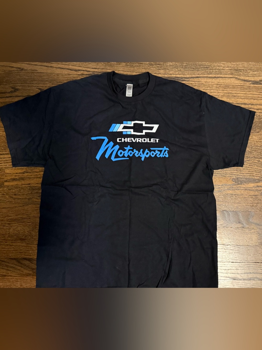 Gildan Black Chevrolet Motorsports Tee with Blue Logo
